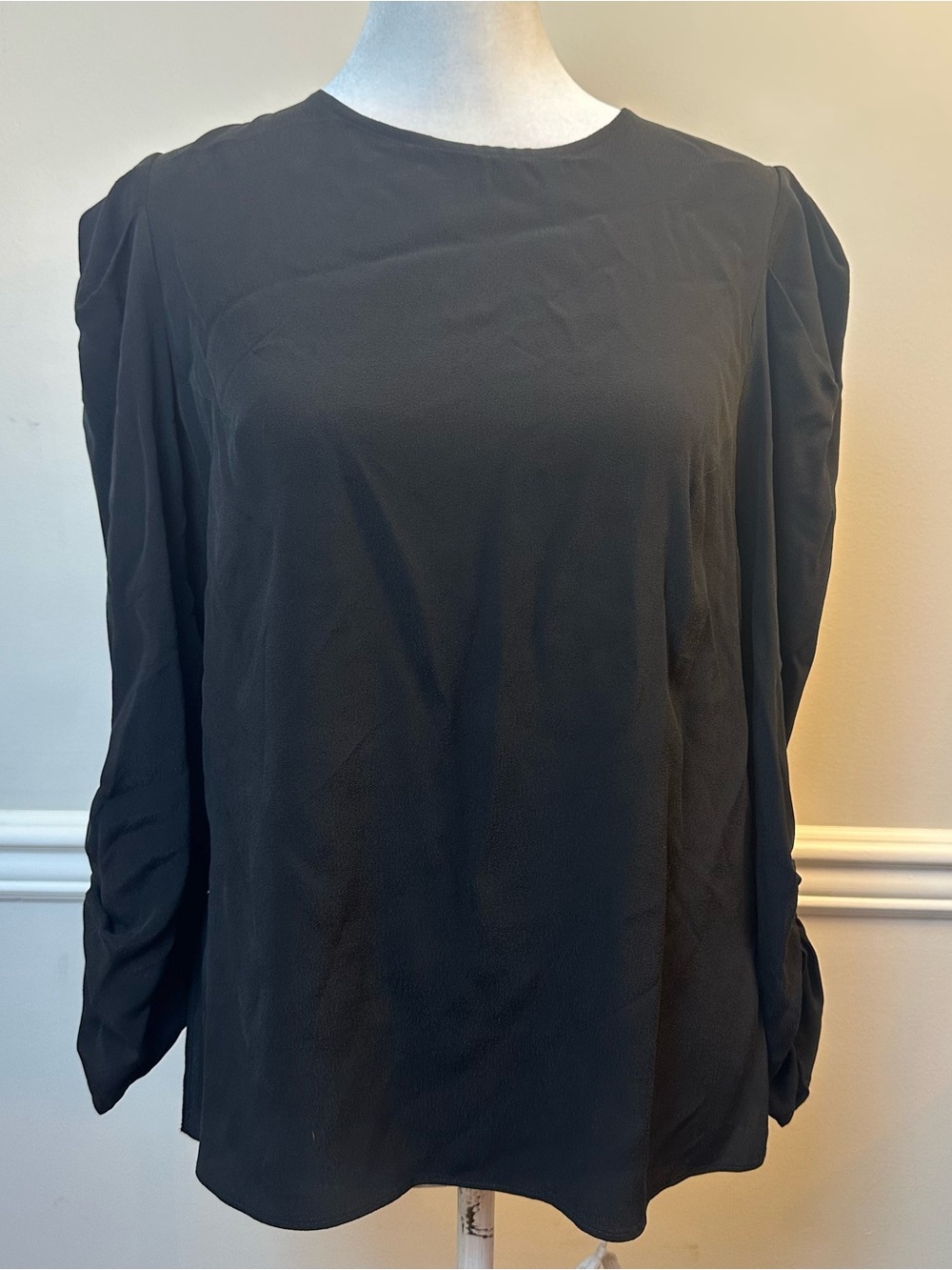 AllSaints Black Long Sleeve Crewneck Blouse S